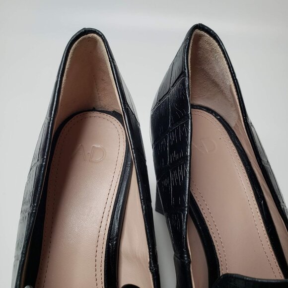 AD and Daughters Esmea Black Leather Croc Embossed Heels 7.5 - Picture 7 of 12
